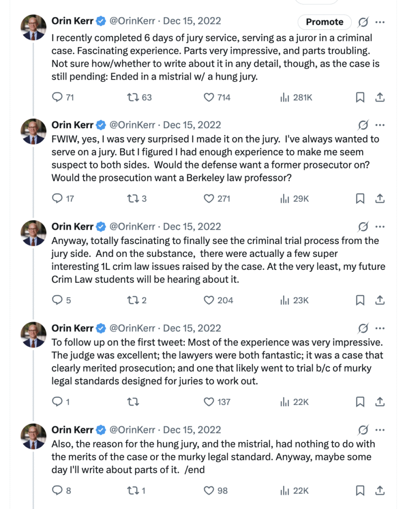 My Experience as a Law Professor Juror