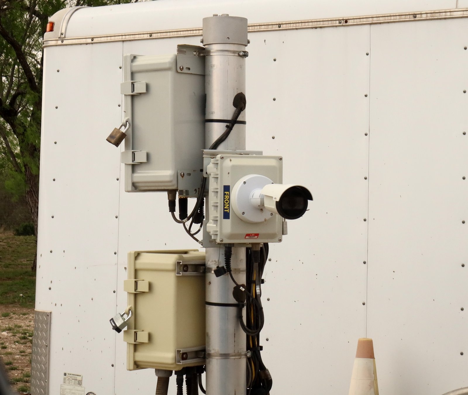 Close up of a camera marked "Front."