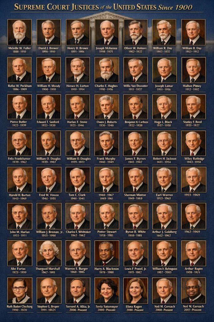 ChatGPT-Generated Poster of Supreme Court Justices Since 1900