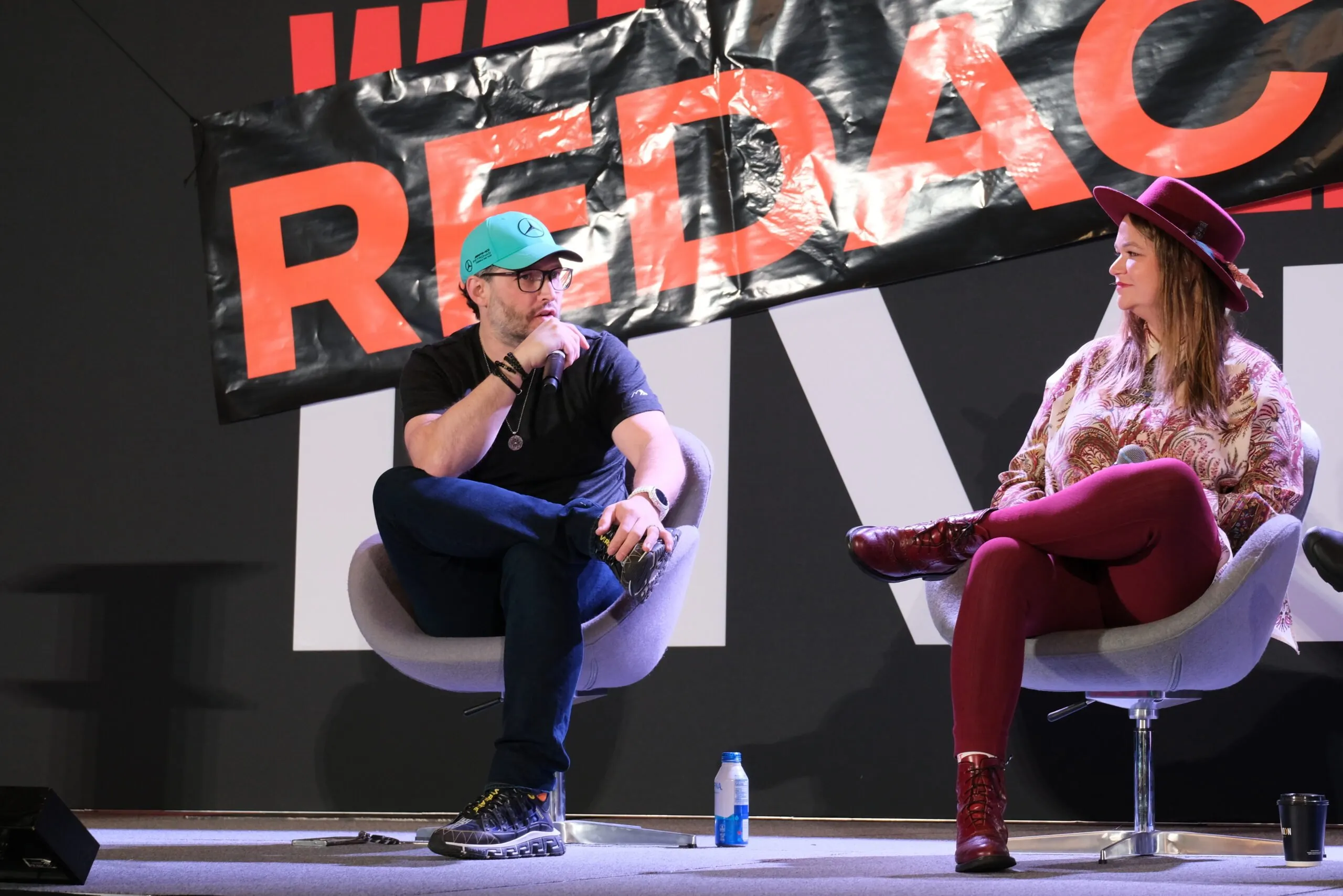 Jaime Rogozinski (left) interviews Brittany Kaiser (right). Image: André Beganski/Decrypt