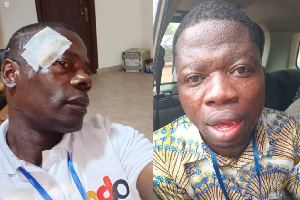 Angel Broadcasting Network reporter Gabriel Kwasi Oppong (left) and GhanaWeb correspondent Gideon Nana Peprah.