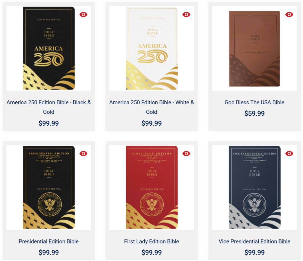 President Donald Trump bibles
