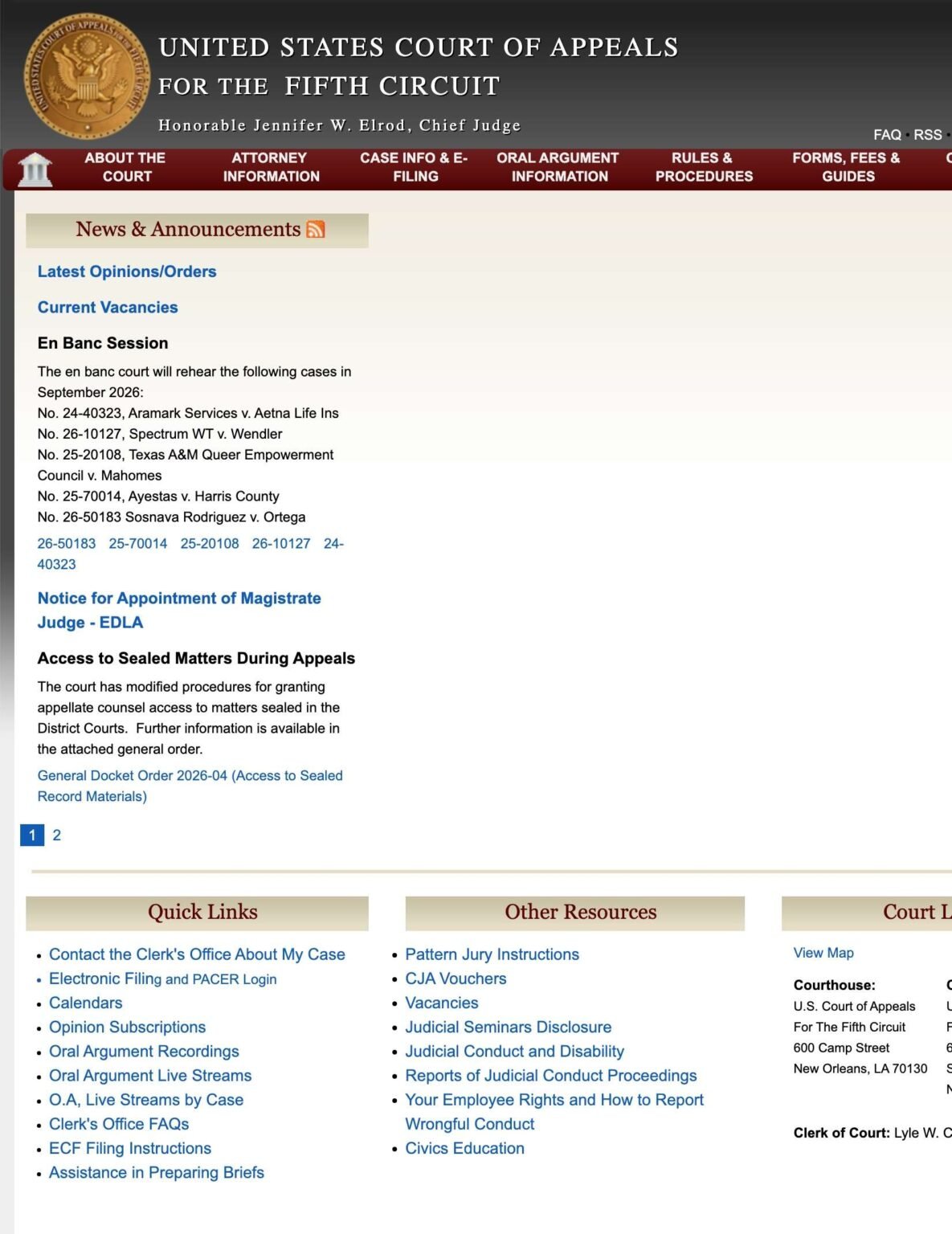 The Fifth Circuit Websites Gets A Glow-Up! The Fifth Circuit Websites Gets A Glow-Up!