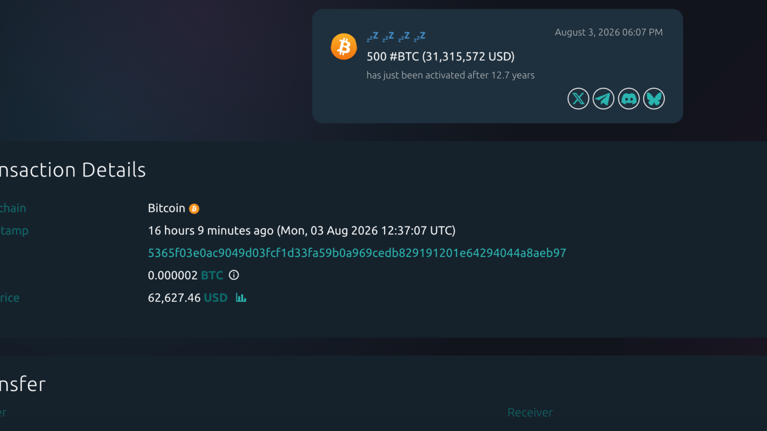 A bitcoin wallet dormant since 2013 moved  million