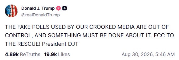 THE FAKE POLLS USED BY OUR CROOKED MEDIA ARE OUT OF CONTROL, AND SOMETHING MUST BE DONE ABOUT IT. FCC TO THE RESCUE! President DJT
