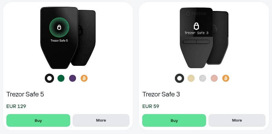 Trezor Safe 5 and Safe 3