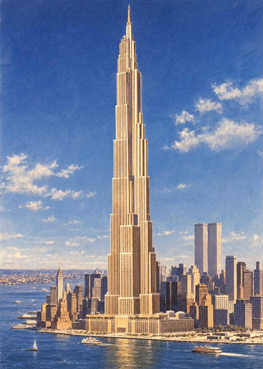 A computer generated rendering of a tower proposed by Donald Trump